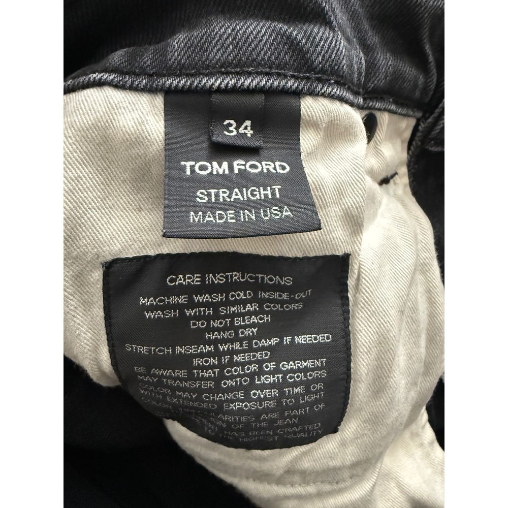 Tom Ford Mens Selvedge Button Fly Denim Jeans Straight Leg Washed Black  34 - Picture 3 of 11
